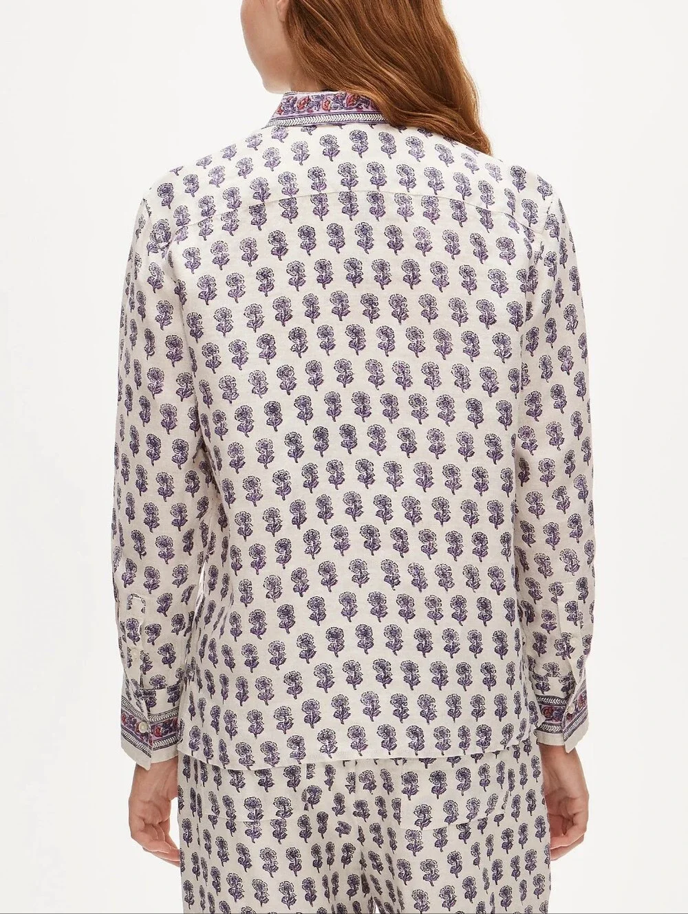 J.Crew Garcon Linen Shirt Lilac Block Print Boho Indian Floral NWT Size 8